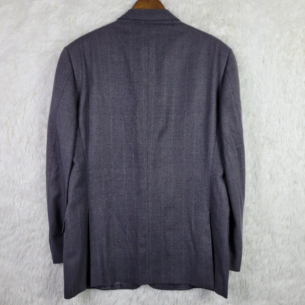 Vtg 90s Ermenegildo Zegna Grey Glen Plaid Wool Cashmere Blazer Sport Coat 42R